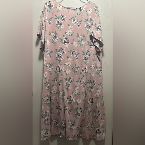 Just Be Women's Plus Size 3XL Pink Floral Wrap Dress - Picture 9 of 16